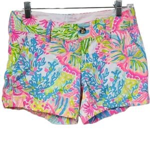 Lilly Pulitzer Vintage Callahan Shorts Lovers Coral Flat Front Midi Leisure